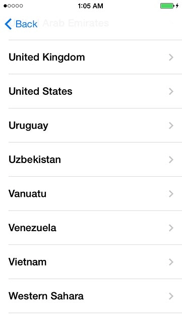 Press the required country or area.