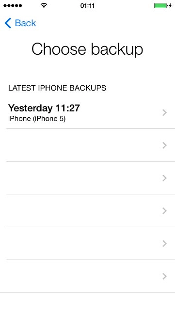 Press the required backup.Your phone restores the contents of the selected backup.Follow the instructions on the display to activate your phone.