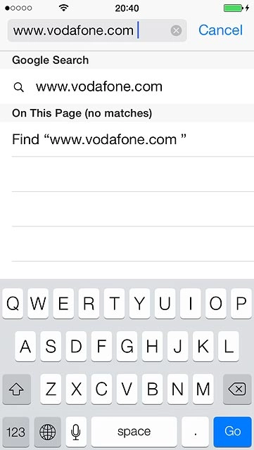 Key in the address of the required web page and press Go.