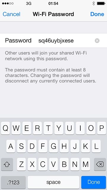 Key in the required password and press Done.
