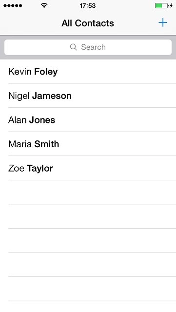 Press the required contact.The contact details are displayed.