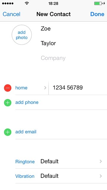 Press the field next to the phone number.