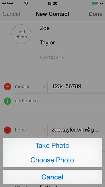 To take a new picture:Press Take Photo.