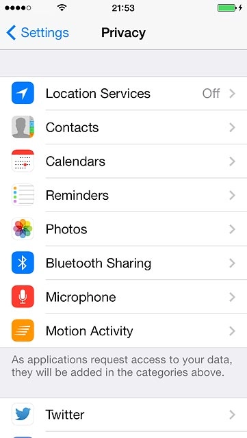 Press Location Services.