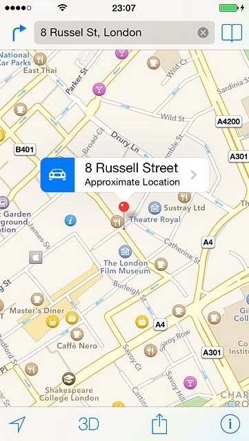 Press the select destination icon.