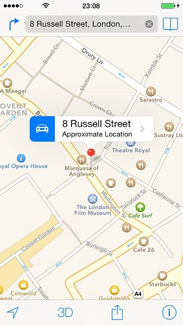 Press the select destination icon.