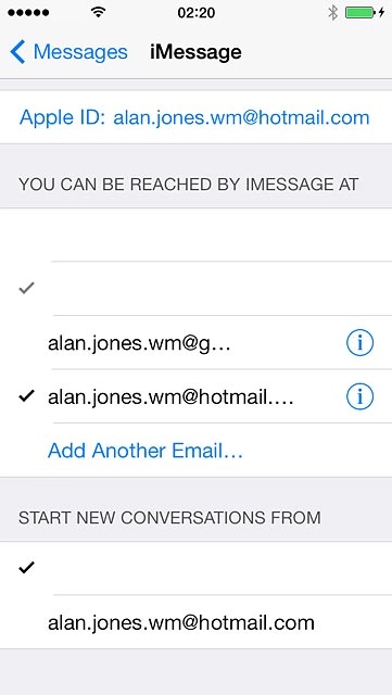 Press Messages to go back to the settings.
