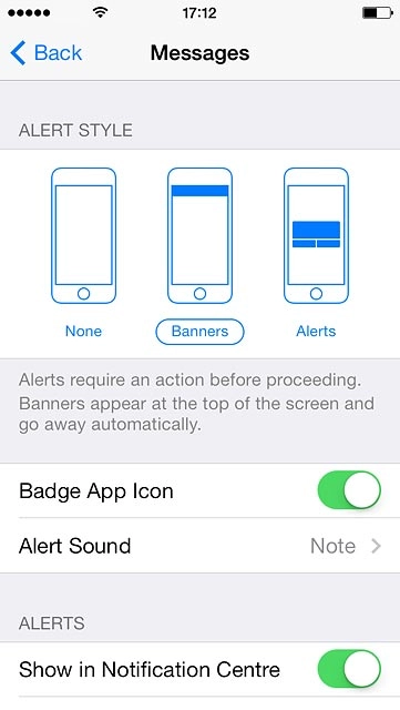 To turn display of the selected notification on or off:Press the indicator next to 