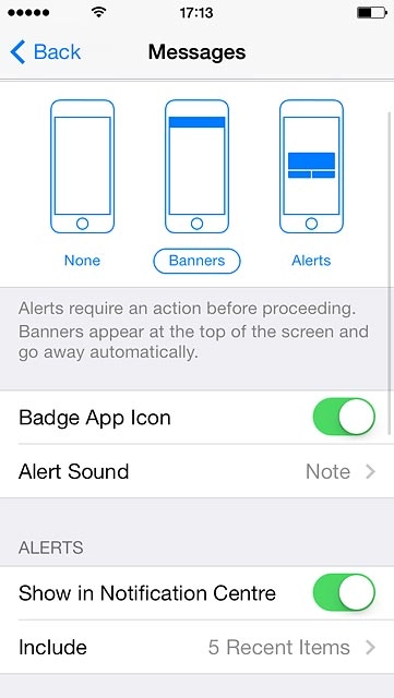 Press Back to save the settings.