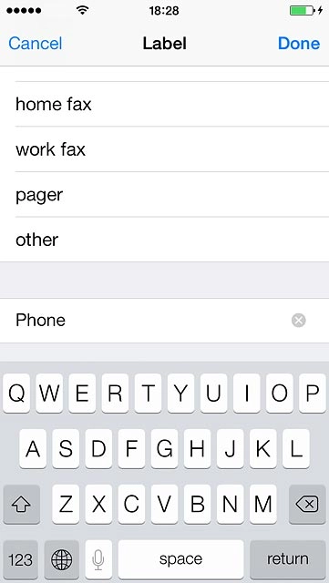 Key in the required text and press Done.
