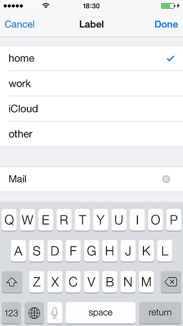 Key in the required text and press Done.