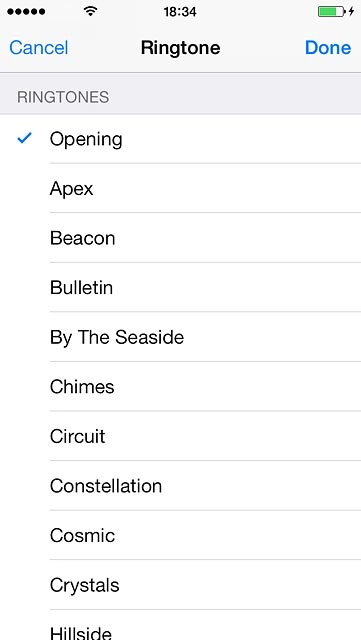 Once you've found a ring tone you like, press Done.