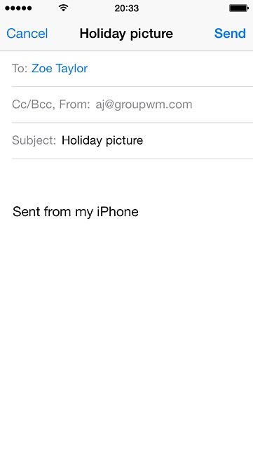 Press the text input field and write the required text.