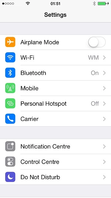 Press Personal Hotspot.