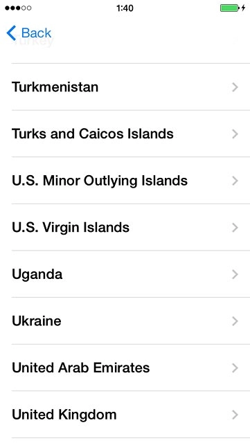 Press the required country or area.