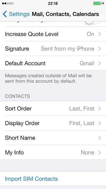 Press Import SIM Contacts.