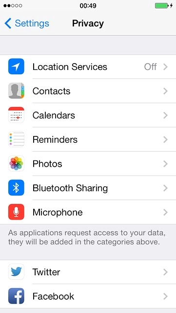 Press Location Services.