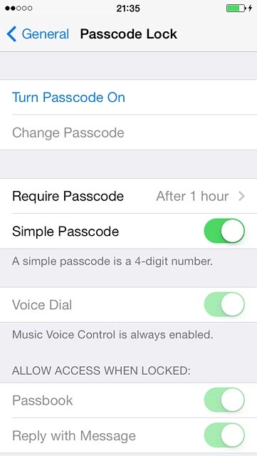 Press Turn Passcode On.Key in a phone lock code of your own choice.Key in the same phone lock code again.