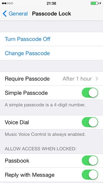Press Turn Passcode Off.Key in your phone lock code.