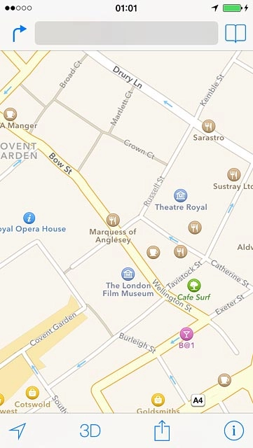 Press the select destination icon.