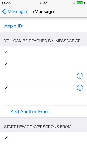 Press Messages to go back to the settings.