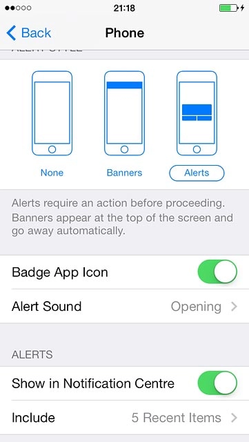 To select the number of notifications to display:Press Include.
