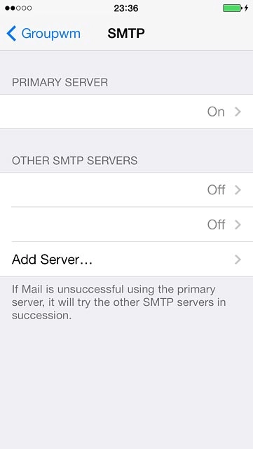 Press the name of the email account you've just set up.