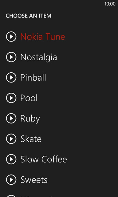 Once you've found a ring tone you like, press the required ring tone.