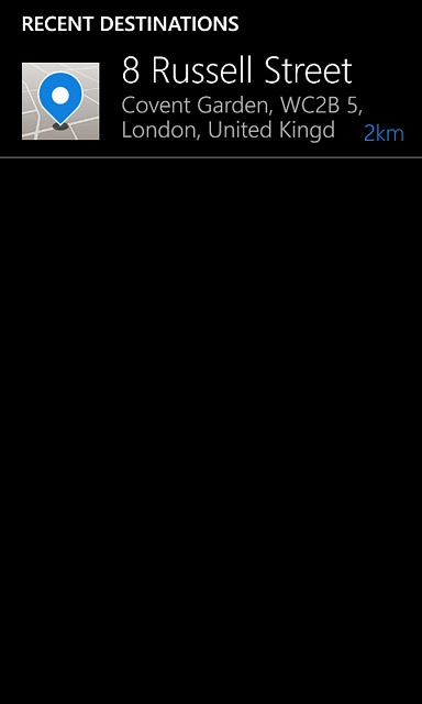 Press the required destination.