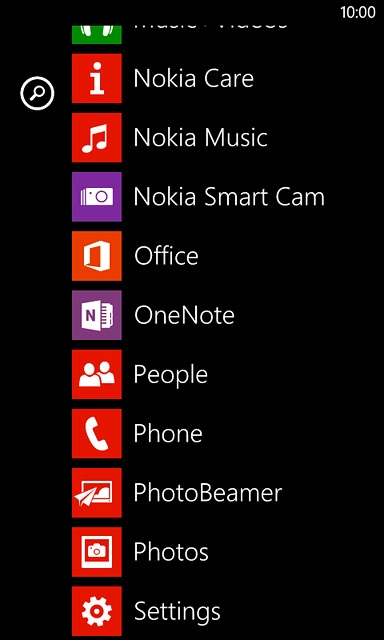 Slide your finger left on the display.Press Settings.