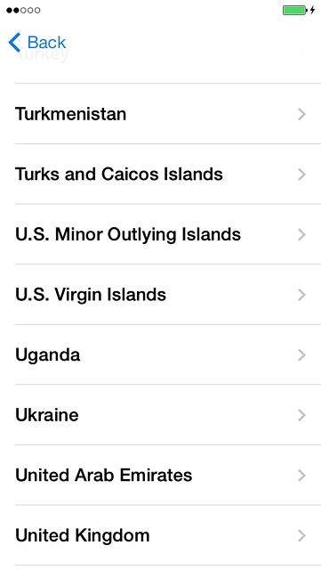 Press the required country or area.