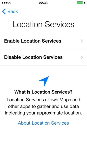 Press Enable Location Services or Disable Location Services.