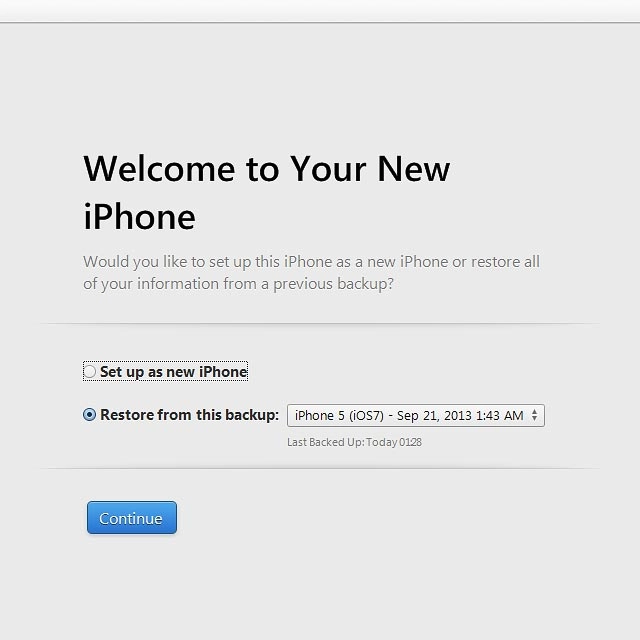 Click Continue.Your phone restores the contents of the selected backup.