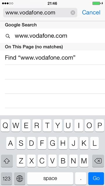 Key in the address of the required web page and press Go.