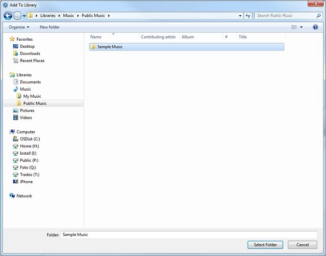 Click Select Folder.Depending on your settings in iTunes, the transfer may start automatically.