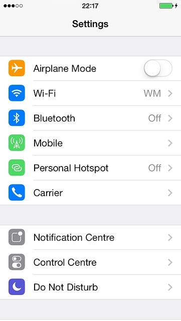 Press Personal Hotspot.