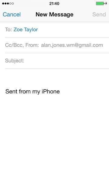 Press Subject and key in a subject for the email message.