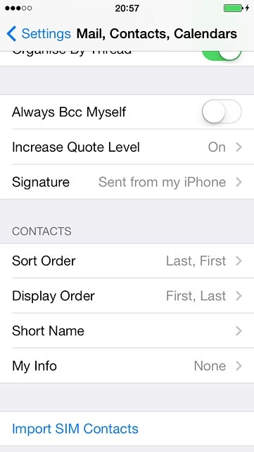 Press Import SIM Contacts.