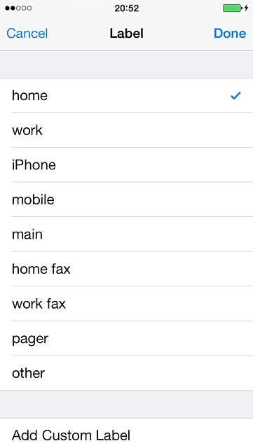 Press the required number type or Add Custom Label.