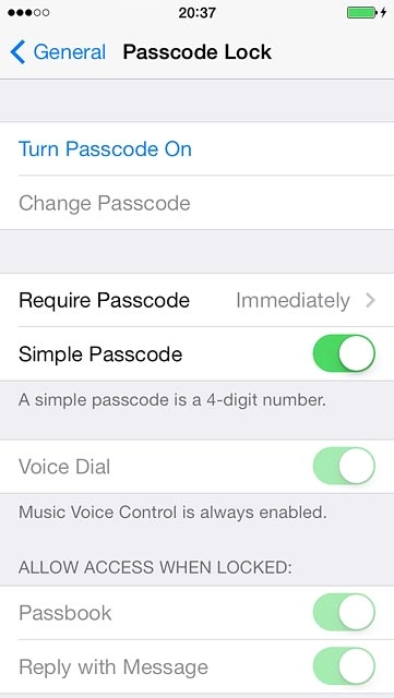 Press Turn Passcode On.Key in a phone lock code of your own choice.Key in the same phone lock code again.