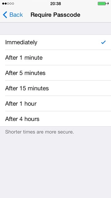 Press Back to go back to the settings.