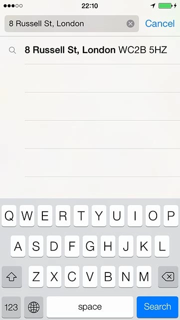 Key in the required destination and press Search.