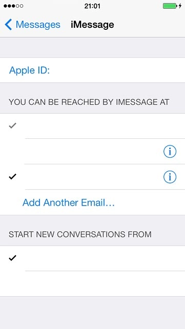 Press Messages to go back to the settings.
