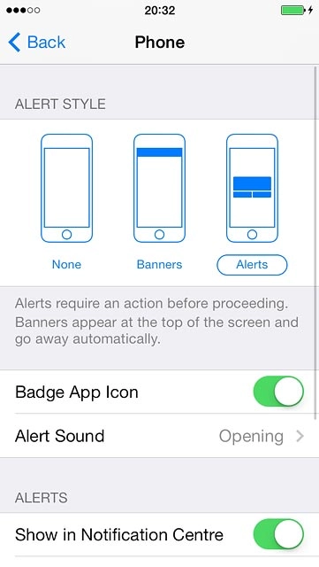 To turn display of the selected notification on or off:Press the indicator next to 