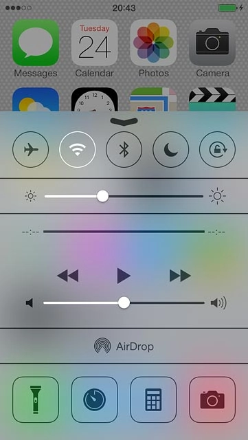 Slide your finger upwards starting from the bottom edge of the display.Press the flight mode icon to turn the function on or off.