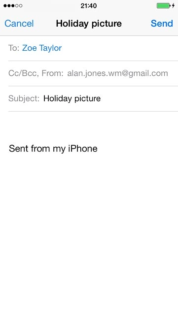 Press the text input field and write the required text.