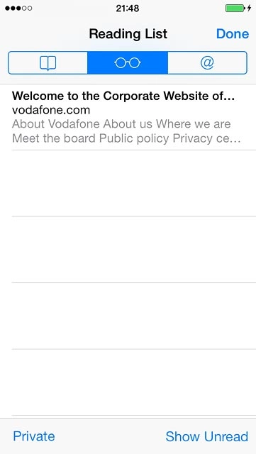 Press the reading list icon.