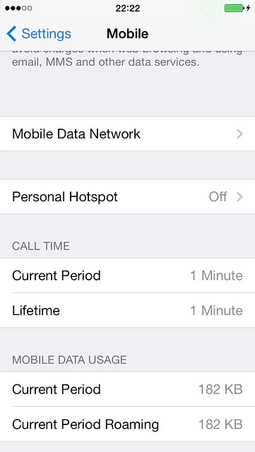 Your phone's data usage is displayed below MOBILE DATA USAGE.