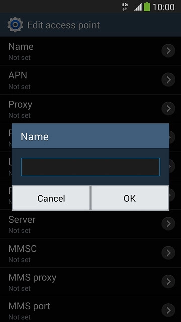 Key in Vodafone Internet and press OK.