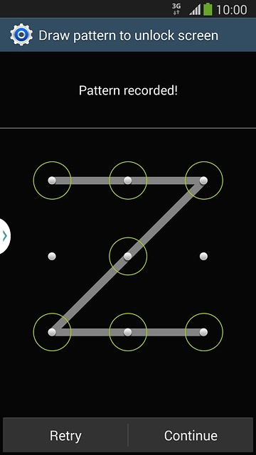 Press Continue.Repeat the selected phone lock code to confirm.